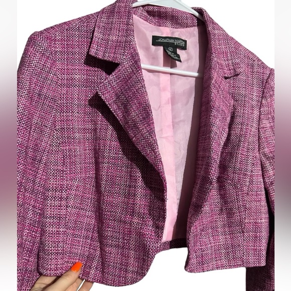 Jonathan Martin Blazer Pink Tweed Vintage Crop Legally Blonde Style Barbie Sz 12 - Picture 1 of 4